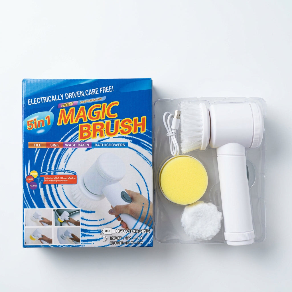 Eight in One Electric Magic Cleaning Brush with Spare Heads USB Rechargeable
