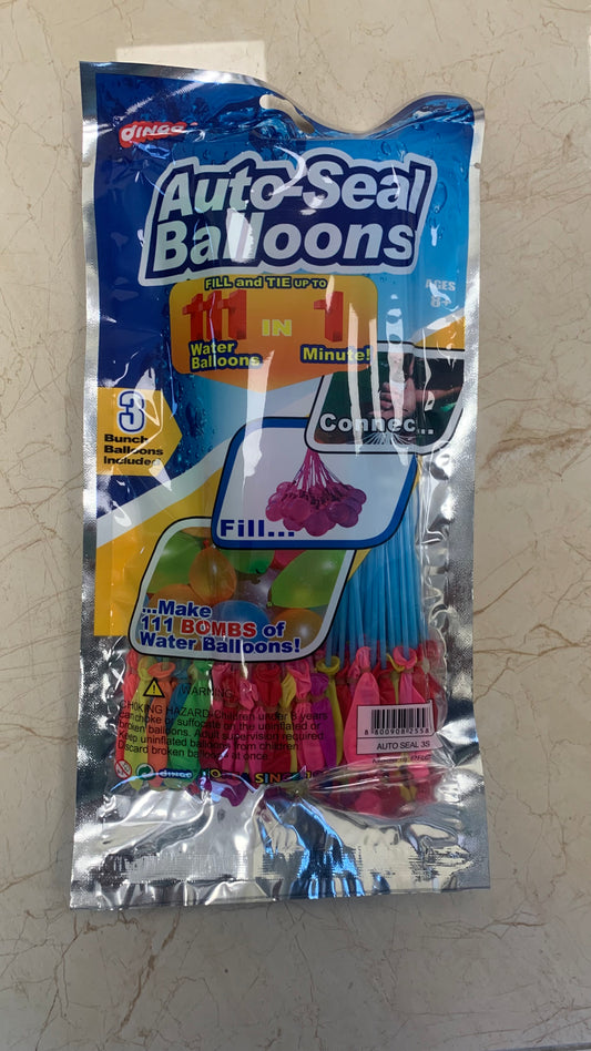 Dingo Auto Seal Water Balloons 111 Pcs 3 Bunch Quick Fill Party Game.