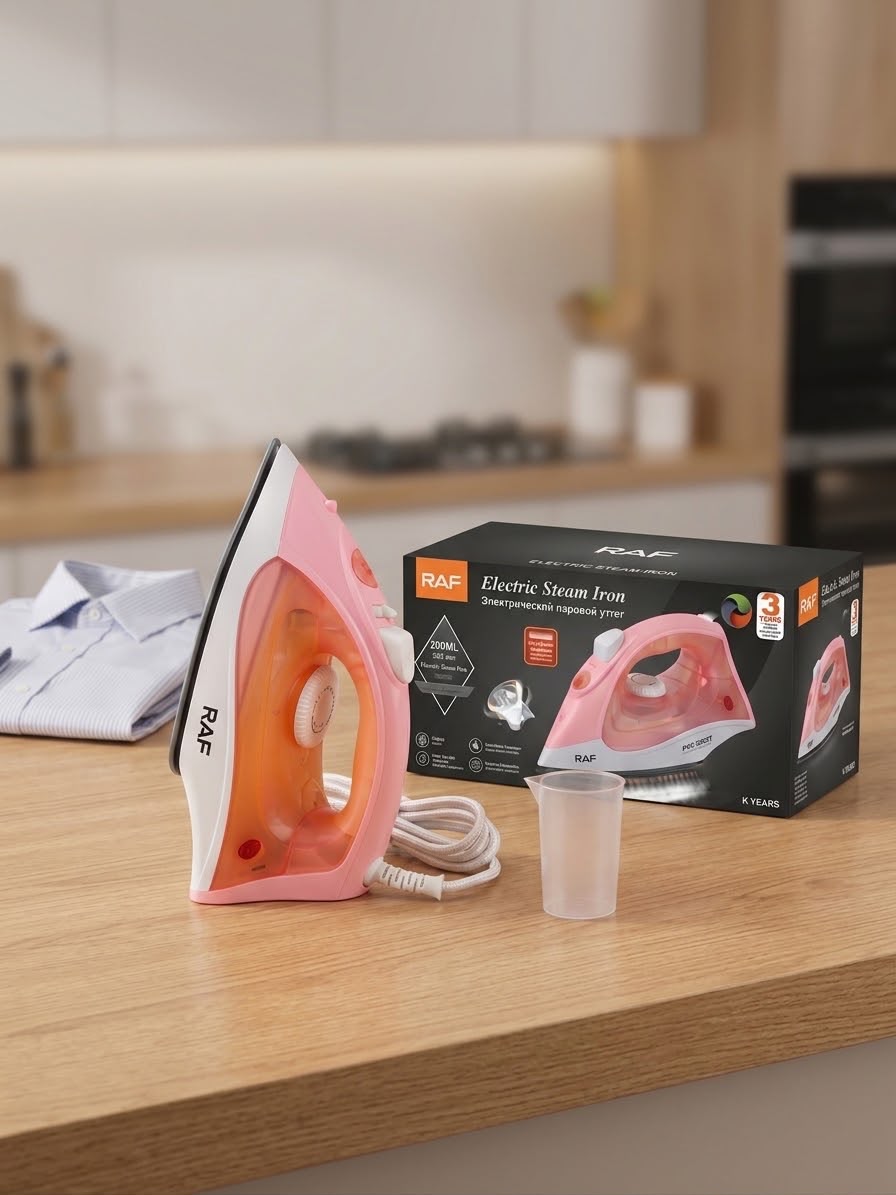 RAF Electric Steam Iron 200ML Powerful Pink Steam Iron for Clothes