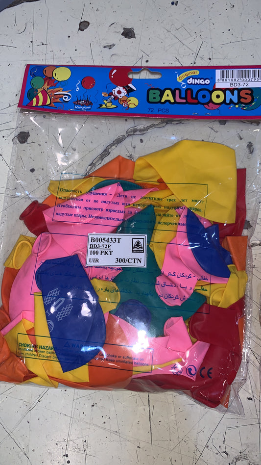 Dingo Colorful Latex Balloons 72 Pcs Pack Party Decoration Mix Color