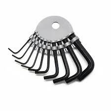 Nine Piece Black Hex Key Set on Ring for Furniture
