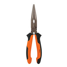 Eight Inch Long Nose Pliers with Orange Grip Handles