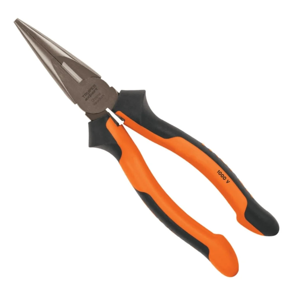Eight Inch Long Nose Pliers with Orange Grip Handles