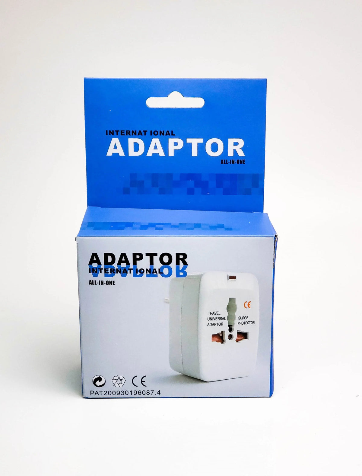 Universal Travel Adaptor in Blue Box with Multiple Plugs