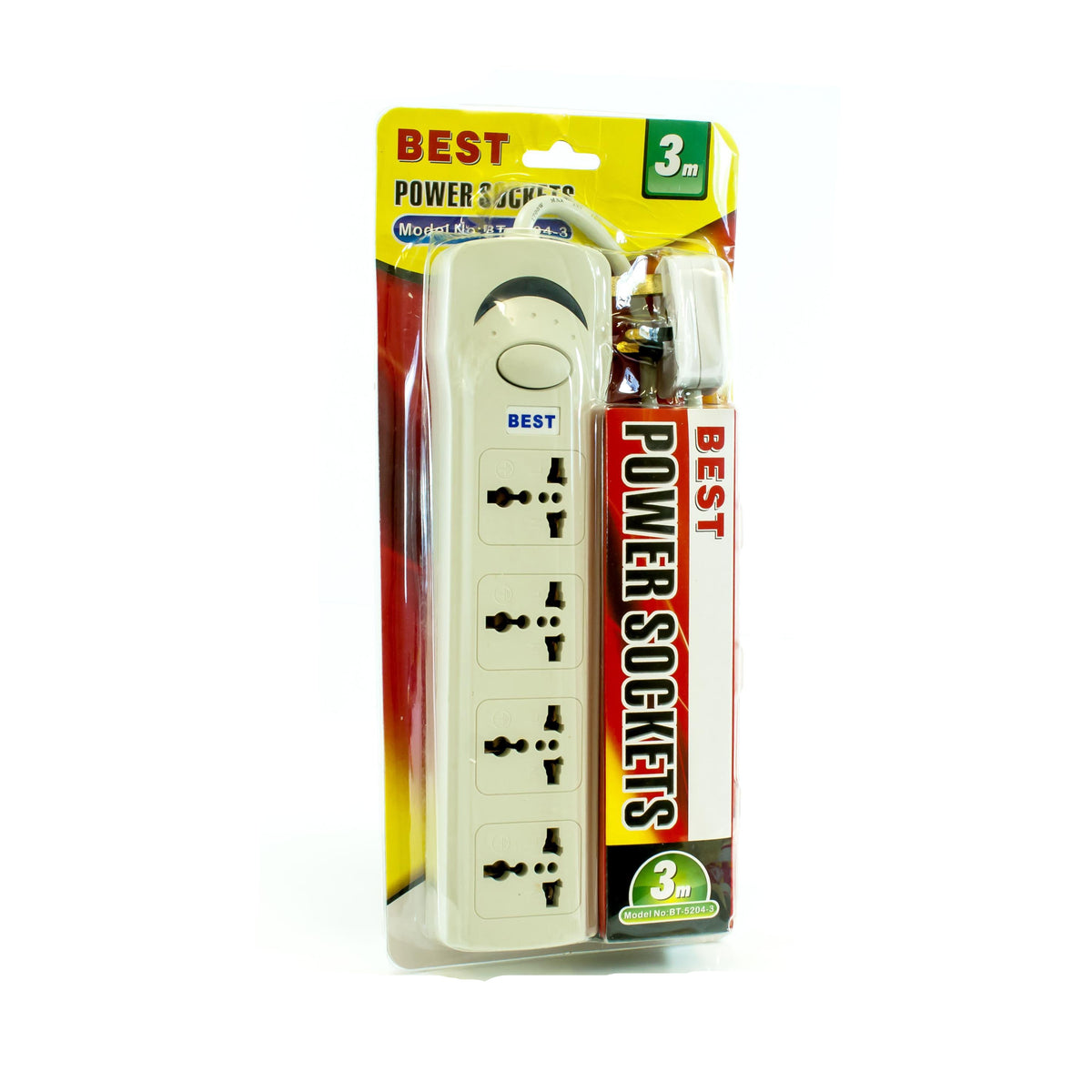 Best Power Socket Strip 4Sockets 3Meter Cable