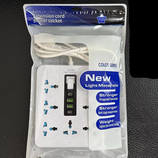 Universal Power Socket Extension Cord with USB and Switch in Bag