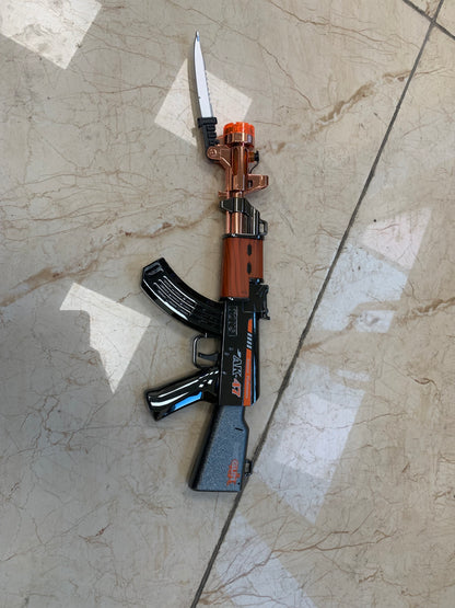West Cowboy AK47 Toy Gun with Lights Sound and Smoke Rotating for Kids