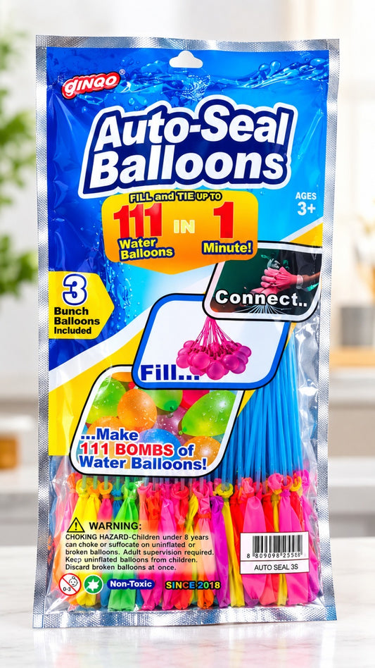Dingo Auto Seal Water Balloons 111 Pcs 3 Bunch Quick Fill Party Game.