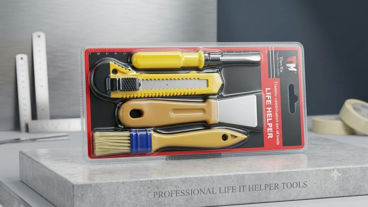 Tool Set 4PCS | Screwdriver, Cutting Knife, Scraper, Paint Brush