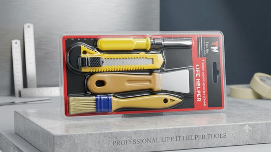 Tool Set 4PCS | Screwdriver, Cutting Knife, Scraper, Paint Brush