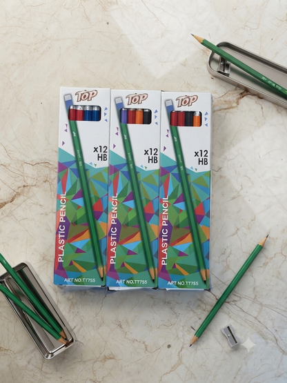 Top Pencil HB 12pcs Packet with Eraser.