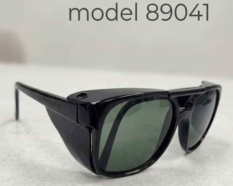 Black Frame Safety Sunglasses with Black Lenses and Side Shields Model 89041
