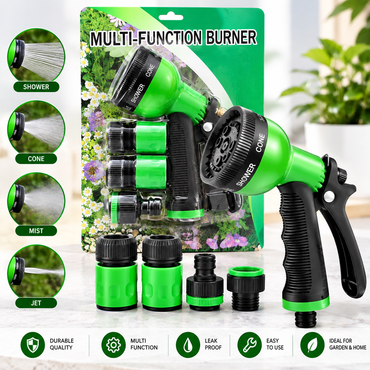Multi-Function Garden Hose Spray Gun Nozzle 5PCS Set