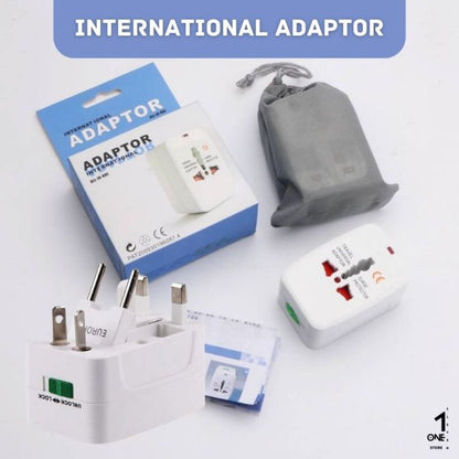 Universal Travel Adaptor in Blue Box with Multiple Plugs
