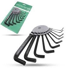 Nine Piece Black Hex Key Set on Ring for Furniture
