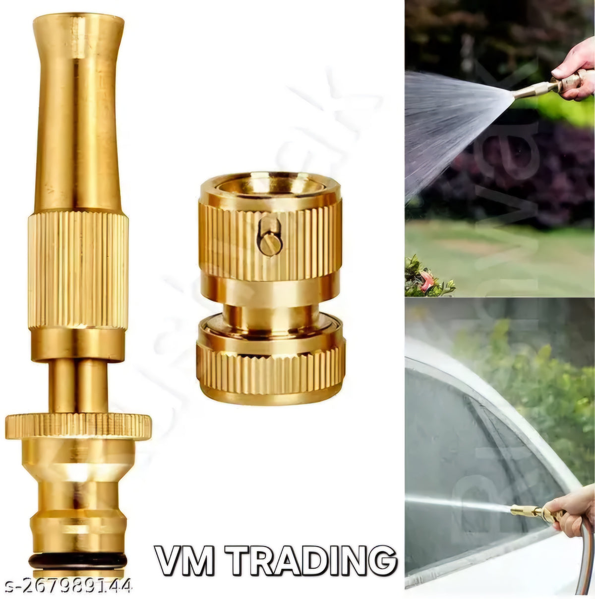 Brass Garden Hose Spray Nozzle with Quick Connector
